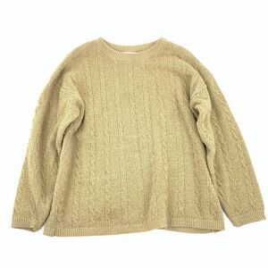 Vintage 1980s Resource By Doris Skis Acrylic Cable Knit Sweater Large Gold L